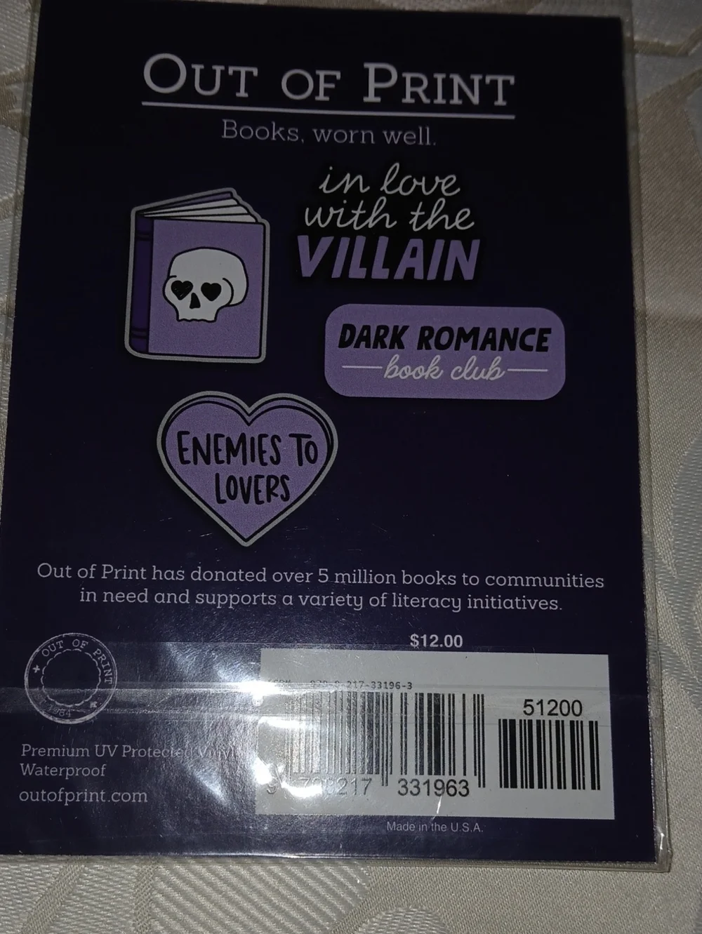 Out of Print Purple and Black Dark Romance  Sticker and Bookmark Set
